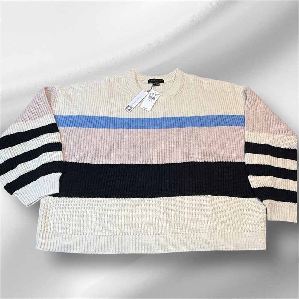 Sanctuary Winter Dress Code Pullover Long Sleeve Multicolor Sweater Top 1X New